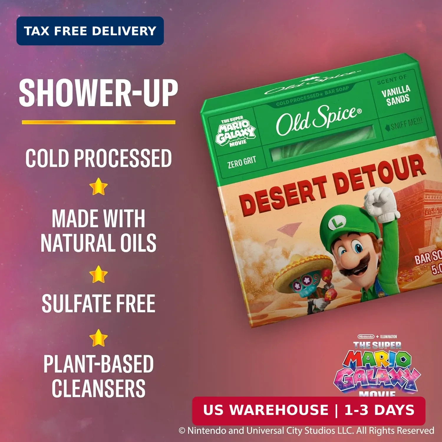 Old Spice Bar Soap for Men, x The Super Mario Galaxy Movie, Cold Pressed with Gr