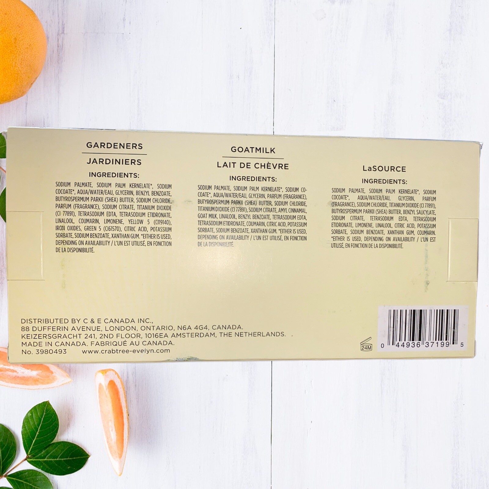 Crabtree & Evelyn Bar Soaps LA SOURCE GOATMILK GARDENERS NIB 6.5 oz Soap Trio