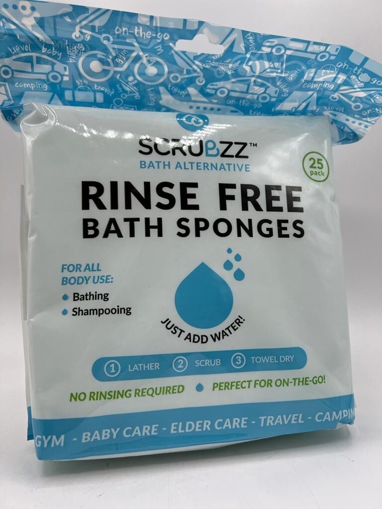 Scrubzz Disposable Rinse Free Bathing Wipes – 50 Pack All-in-1 Single Use Shower