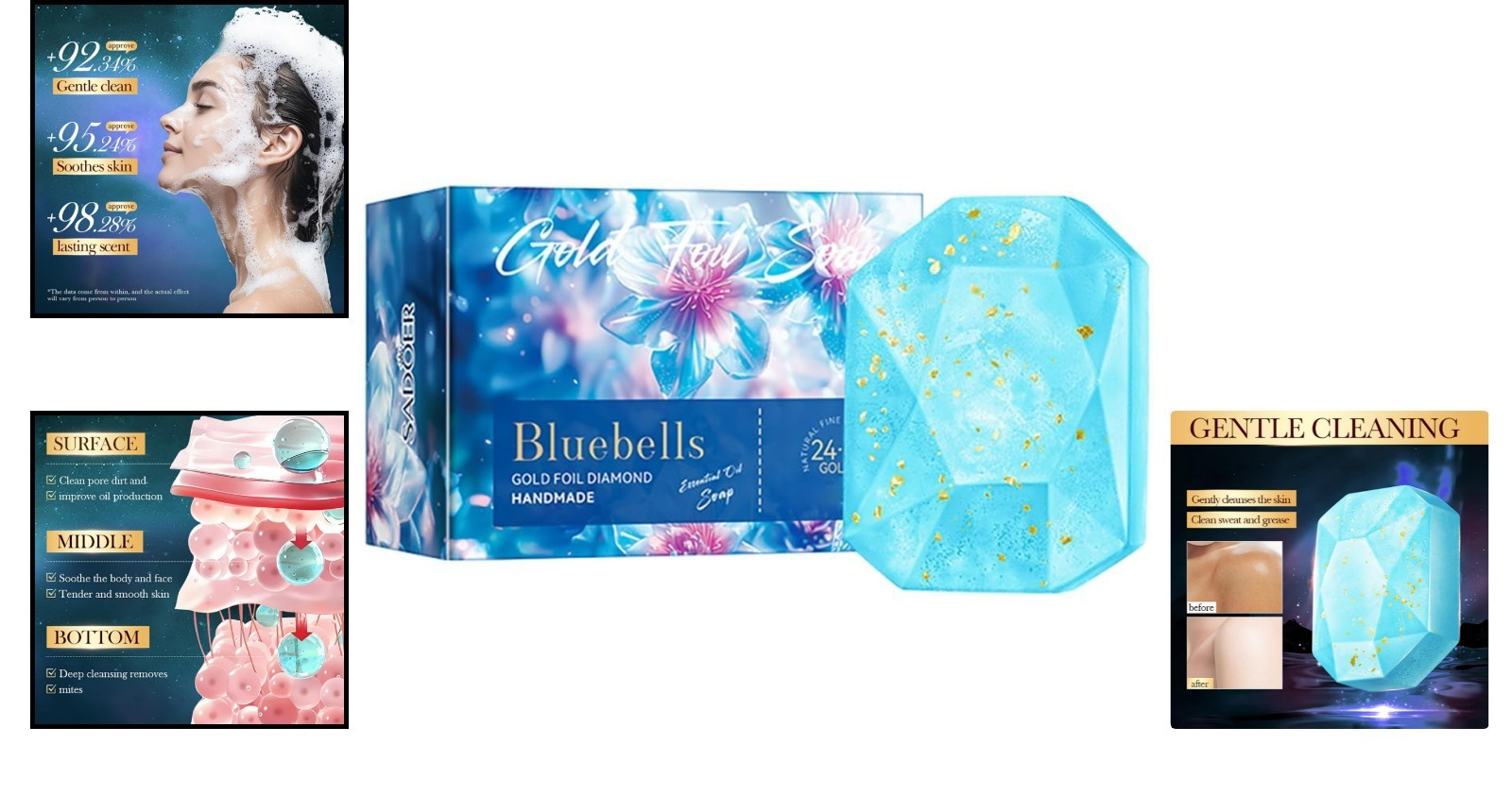 Gentle Handmade Bluebells Soap – Exfoliating Cleansing Bar for Face & Body Care
