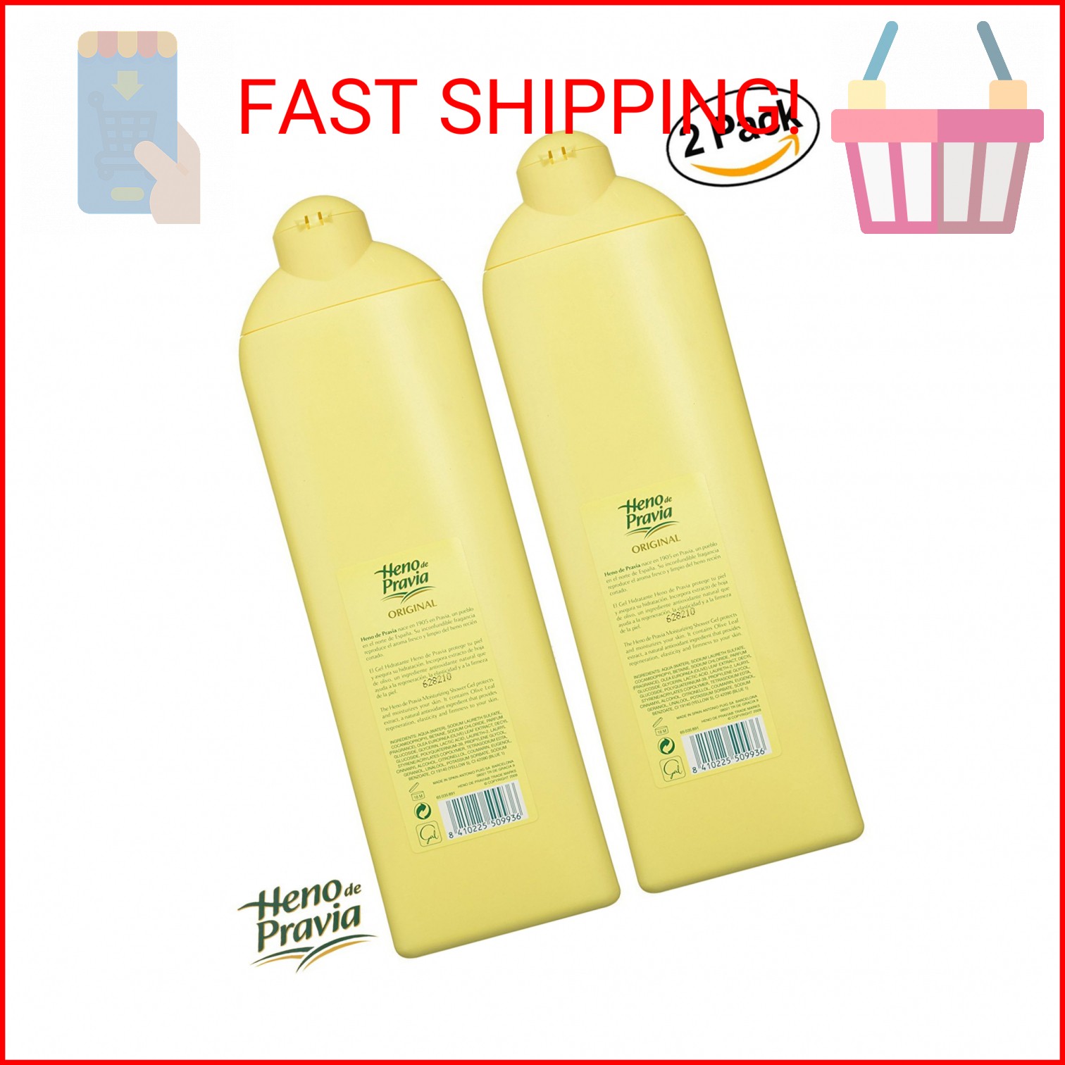 Heno de Pravia Shower Gel 22.5 Oz. 2-PACK Original