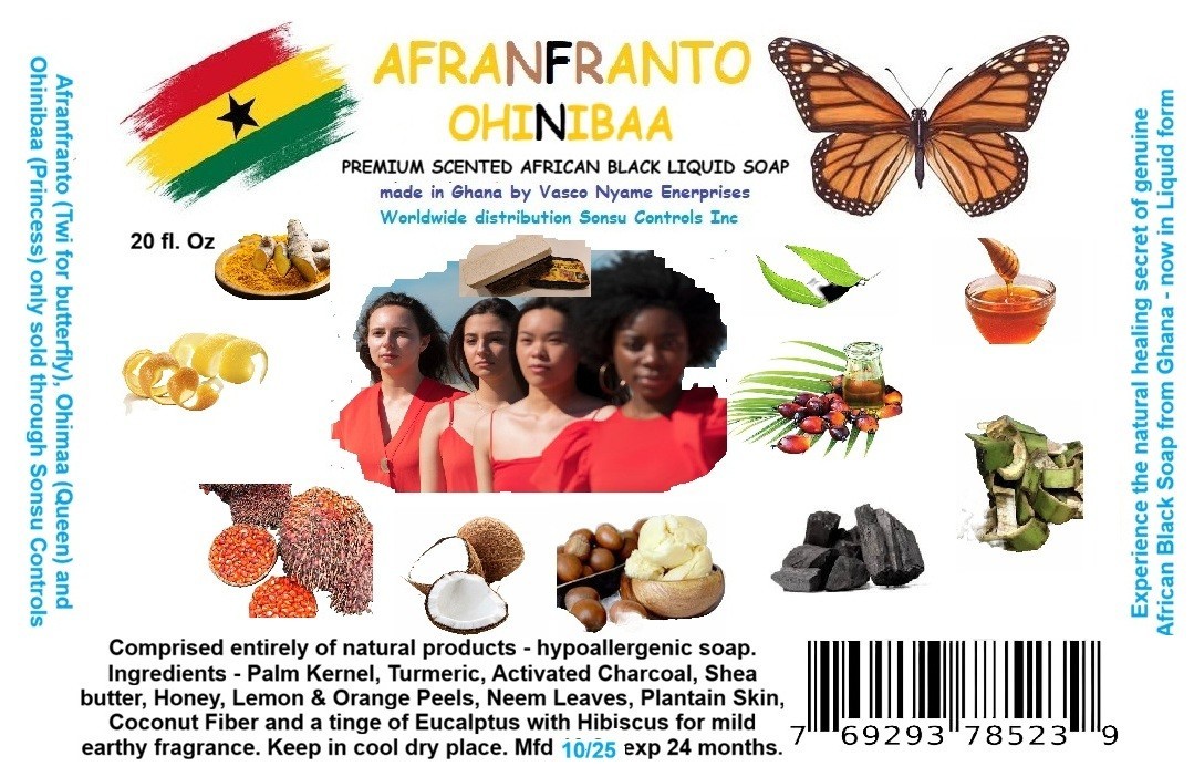 Afranfranto Ohinibaa African Black Liquid Soap Hypoallergenic Natural Face Acne