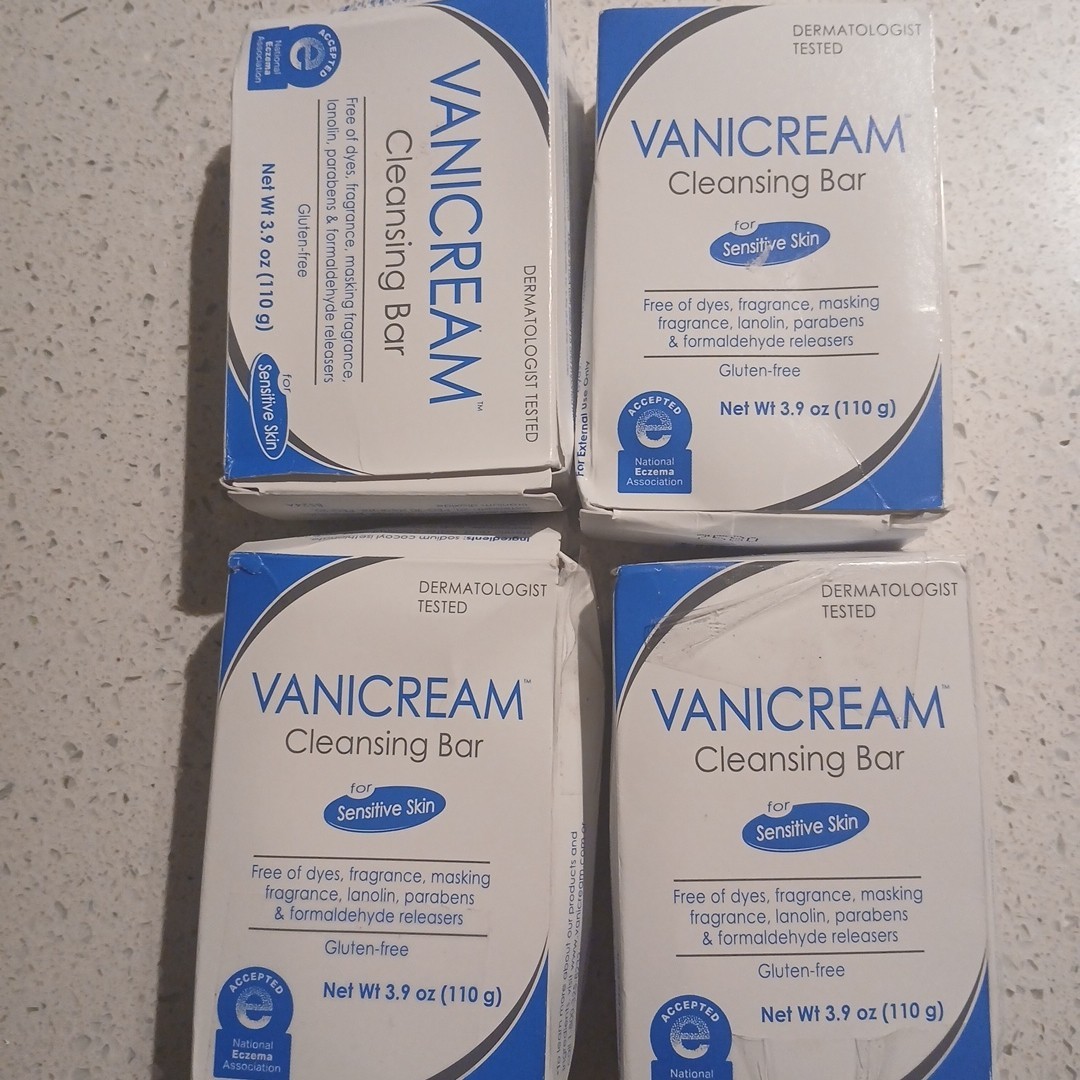 Vanicream Cleansing Bar, Fragrance Free Soap, 3.9oz (Pack of 4) Dye Free Soap