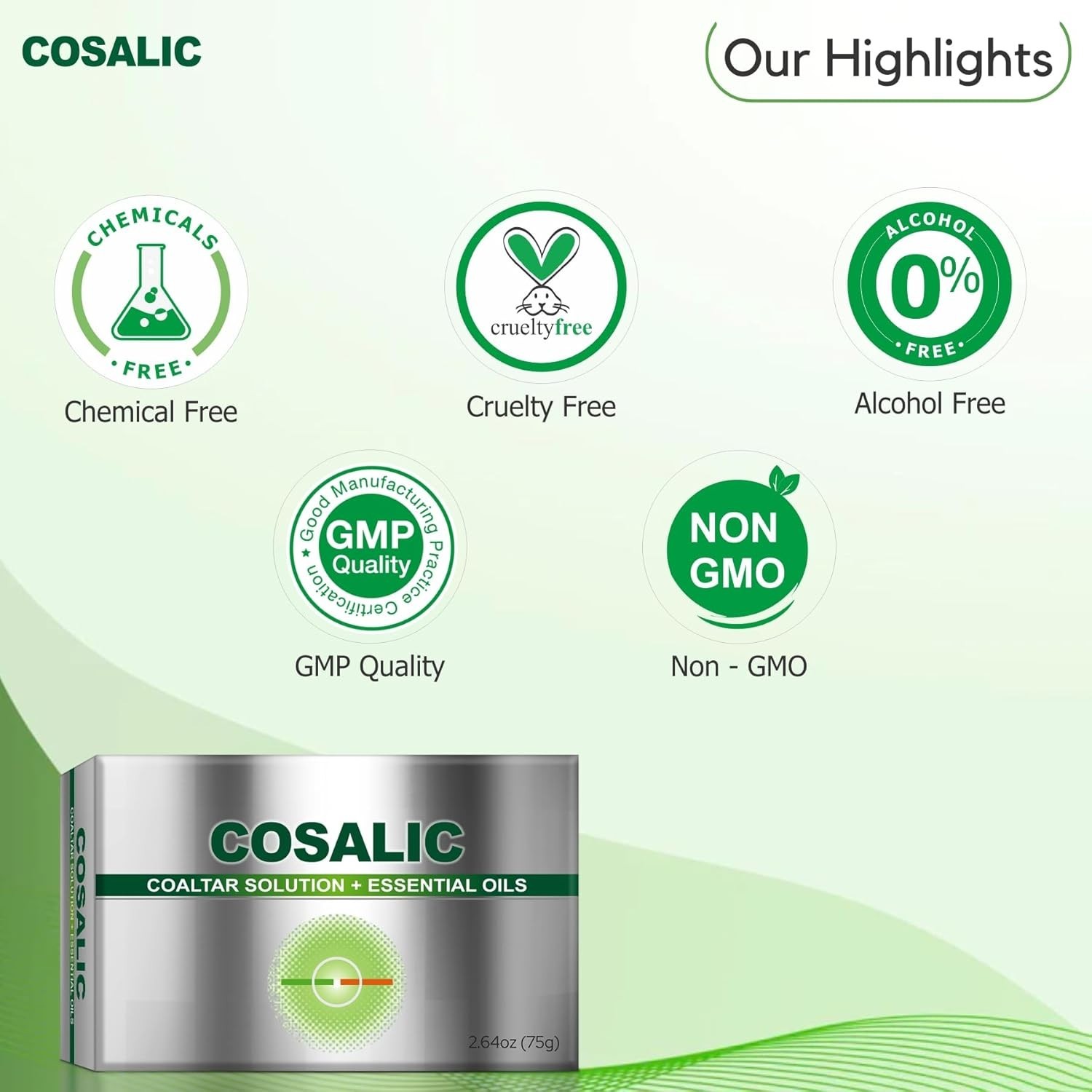 Cosalic Coal Tar Bathing Bar with Essential Oils 75 g / 2.64 oz – Gentle Clea…