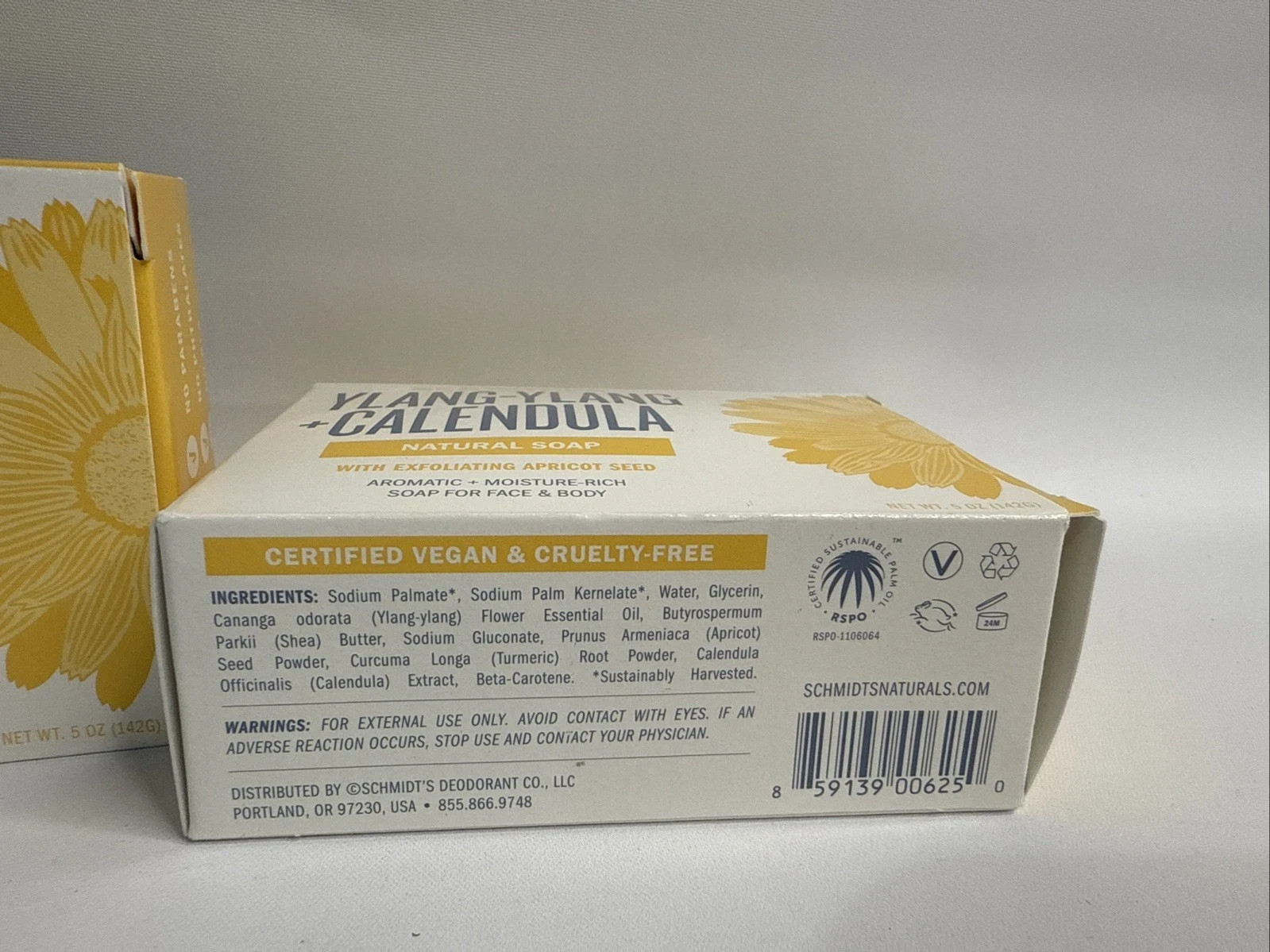 2 Pack Schmidt’s Ylang-Ylang Calendula Natural Soap Exfoliating Apricot 5 oz