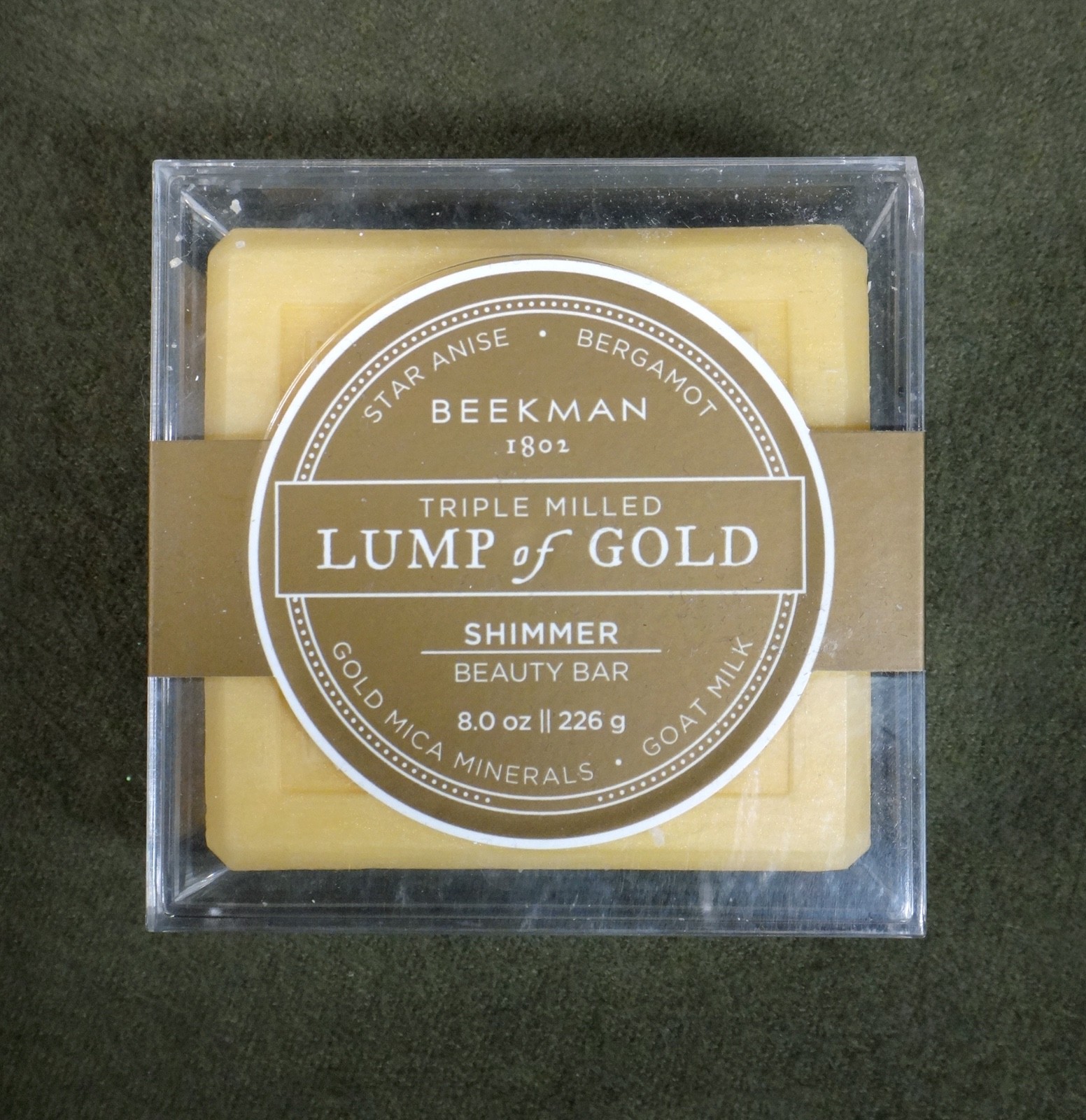 Beekman 1802 LUMP OF GOLD shimmer beauty bar GOAT MILK SOAP bergamot BOX