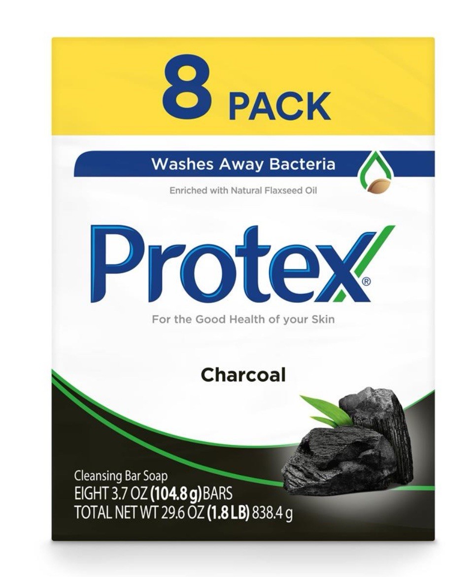 (8 Bars 3.7 oz.) Protex Charcoal Antibacterial Soap Bar Jabón Protex Family PK