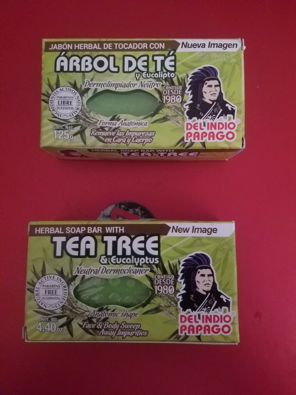 2 PACK JABON HERBAL DE TOCADOR ARBOL DE TE Y EUCALIPTO DEL INDIO PAPAGO