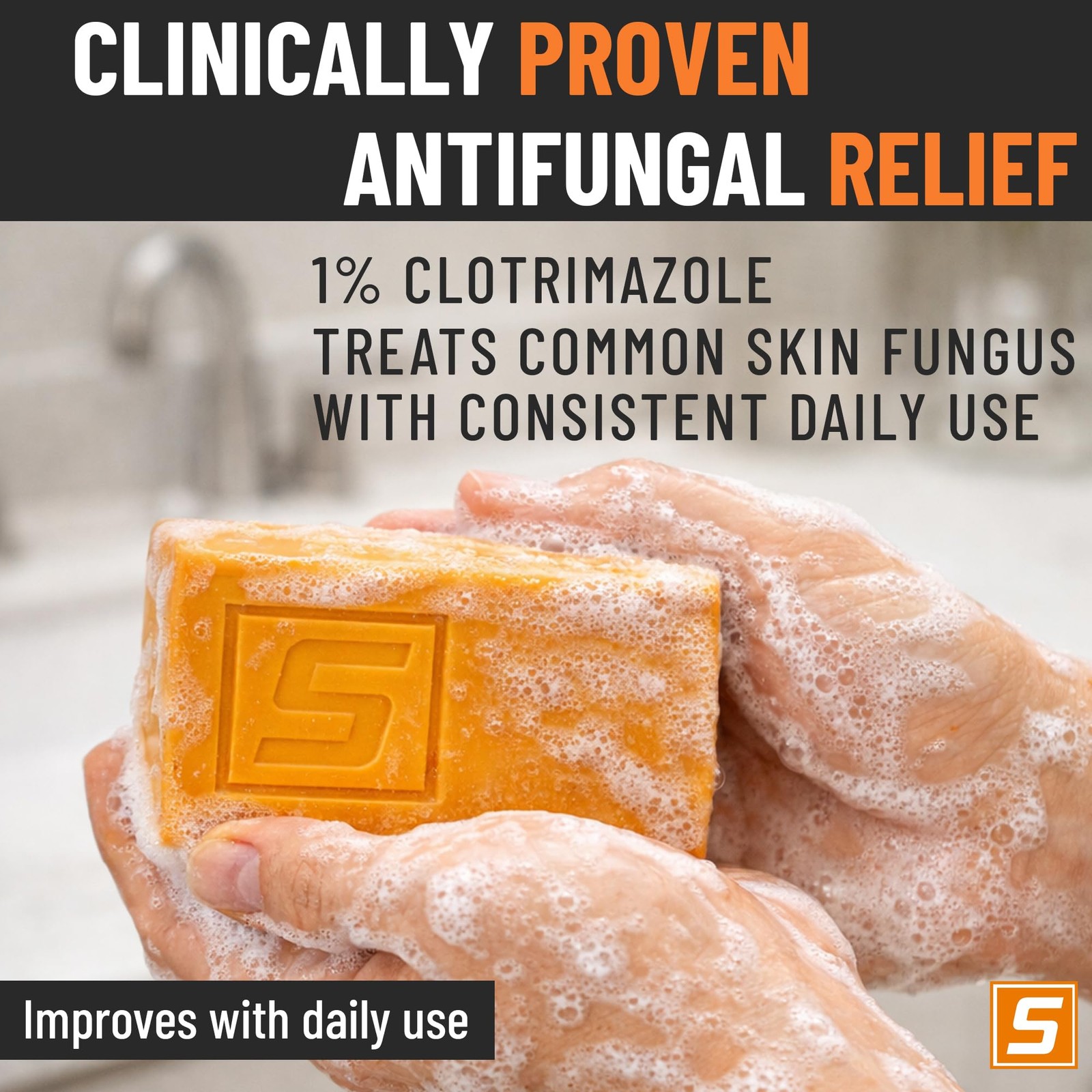 Solpri Medicated Antifungal Soap Bar | Jock Itch, Athlete’s Foot, Orange
