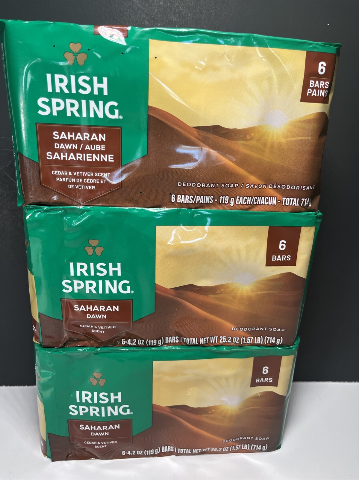 Irish Spring Saharan Dawn 3 Pack 6 Count Each Soap Bars Cedar And Vetiver
