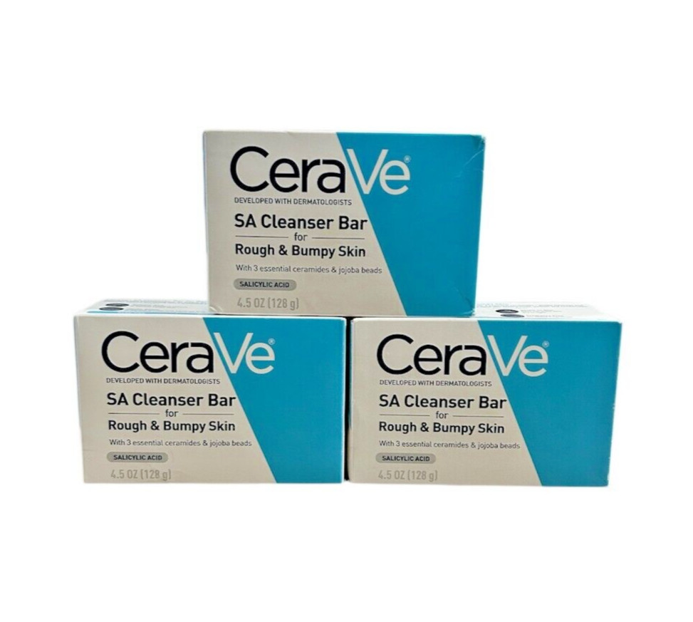3-CeraVe SA Cleanser Bar for Rough Bumpy Skin 4.5 oz.