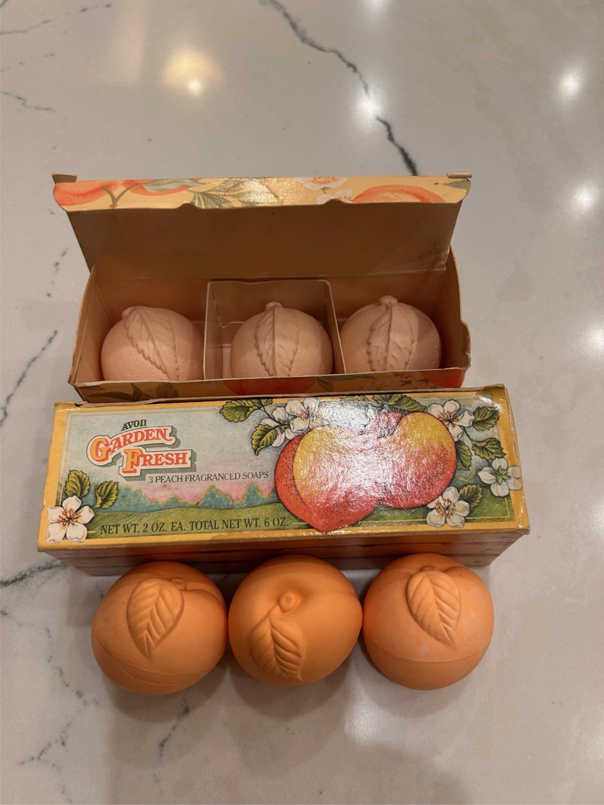 Vintage Avon Garden Fresh & Peach Orchard Guest Soaps (6) w/ Boxes