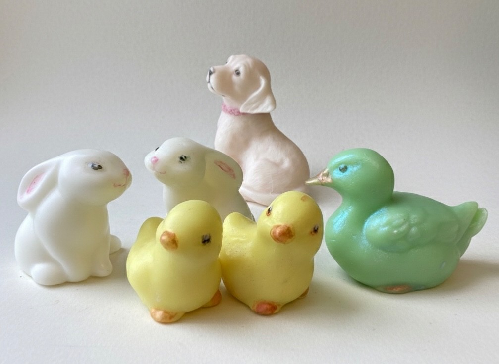 Decorative springtime soap set: 4 chicks and 2 bunnies, 2” and 2.5”