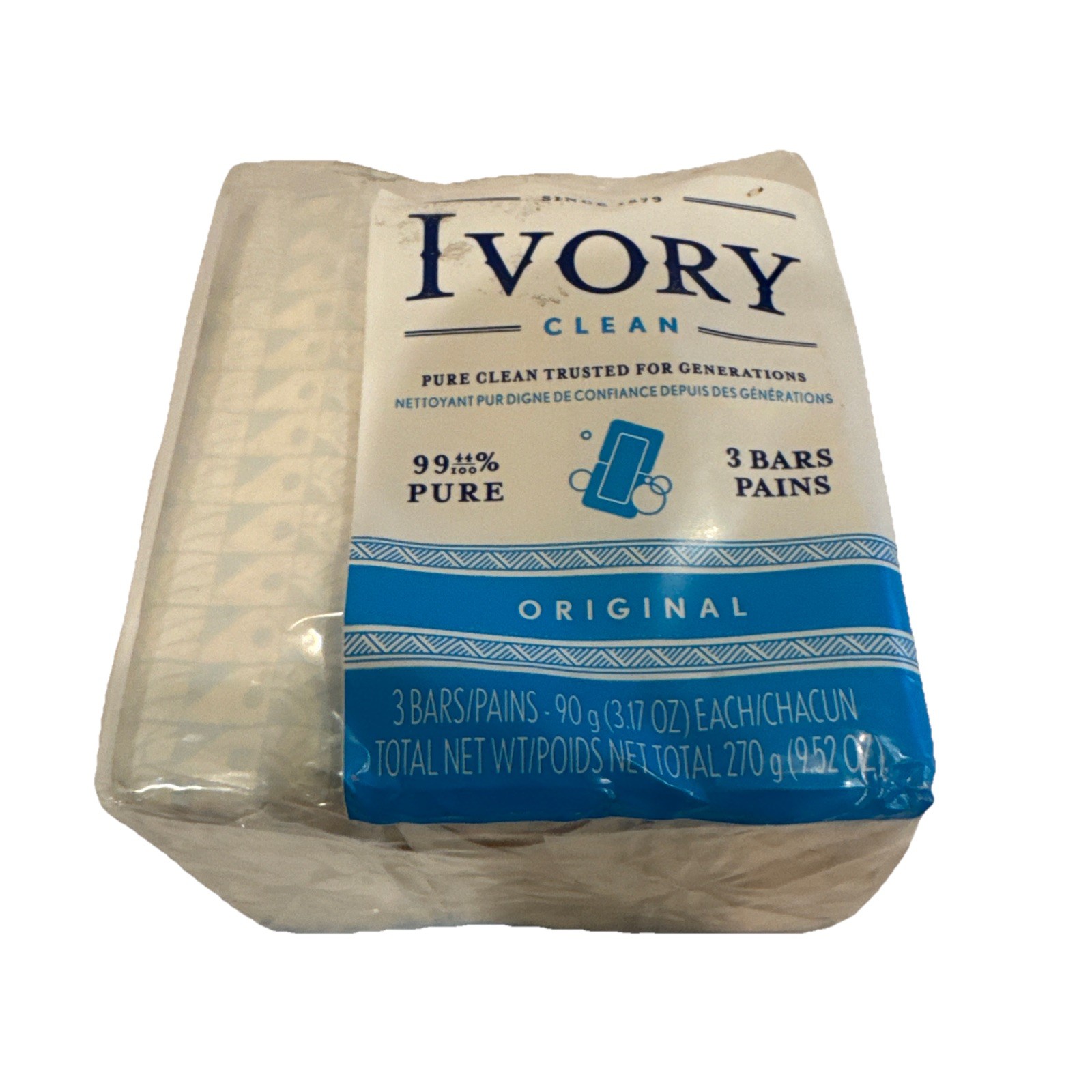 Ivory Pure 99 44/100% Simple Bar Soap (3 Bars) 9.5 oz Pack Vintage – Sealed NOS