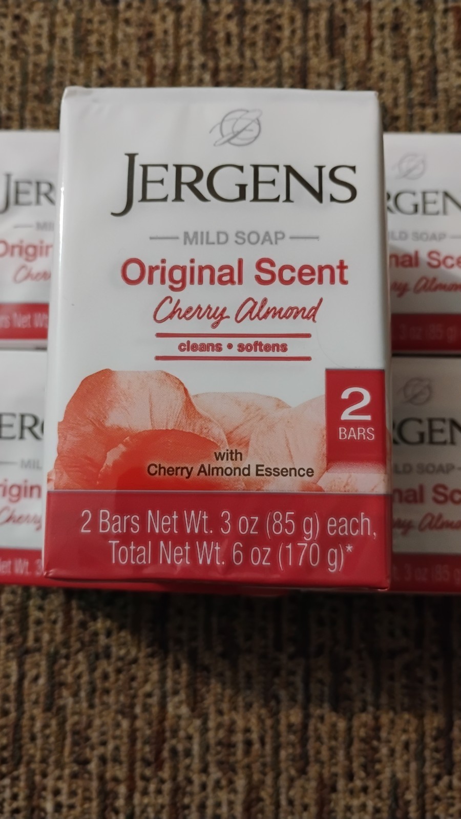 Lot of 5 2pks Jergens Cherry Almond Mild Soap Original Scent (10 Bars Total)