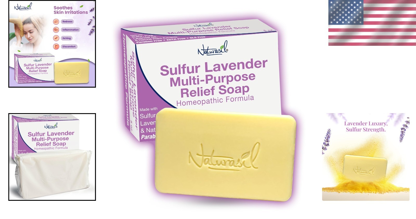 Organic Sulfur Lavender Soap – Natural 5oz Bar for Itching, Warts & Skin Comfort