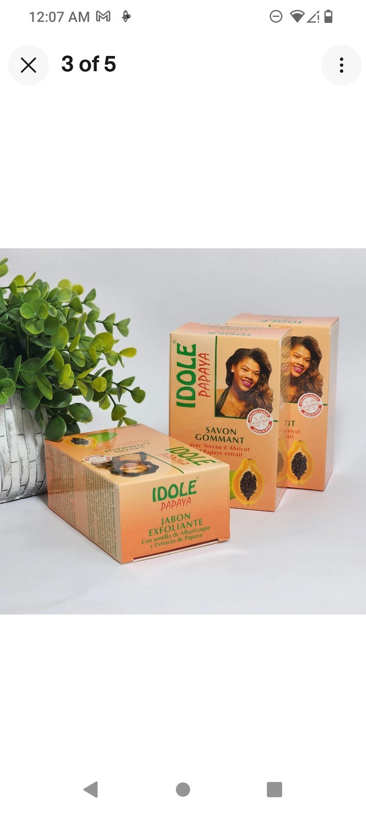 Idole Papaya Exfoliating Soap with Apricot Powder 7 oz (200g) – Lot of 3