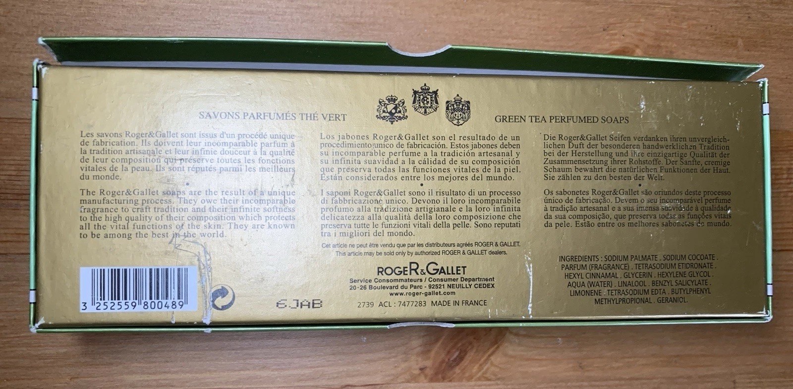3 Roger & Gallet Paris Green Tea Perfumed Soaps 100 Grams Each