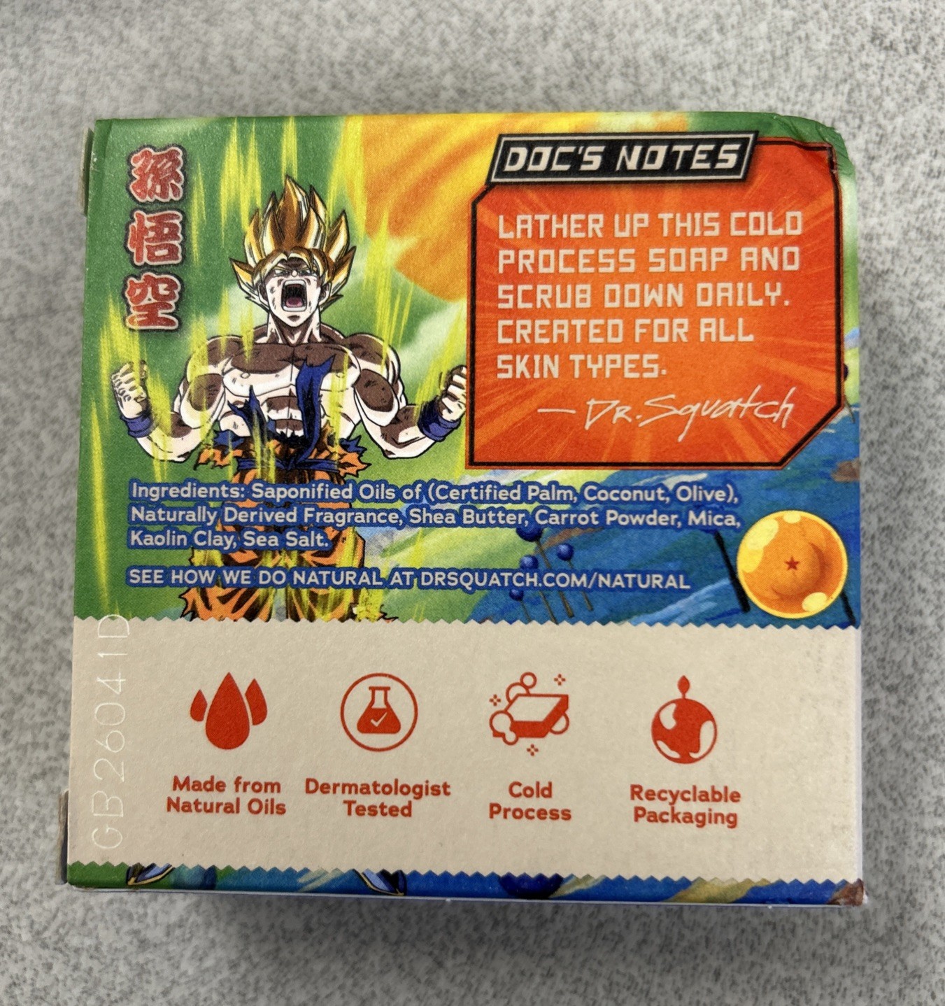 Dr. Squatch SUPER SAIYAN SURGE Natural Soap Bar ZERO Grit DRAGON BALL Z Lmt Ed