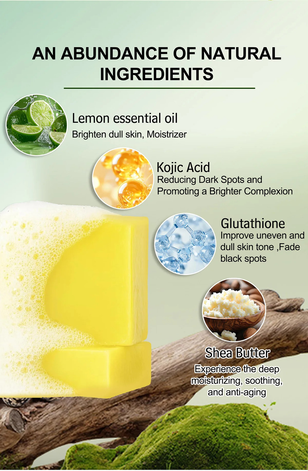 Moisturizing Whitening Lemon Body Soap WK JALY With Glutathione Shea Butter Oil