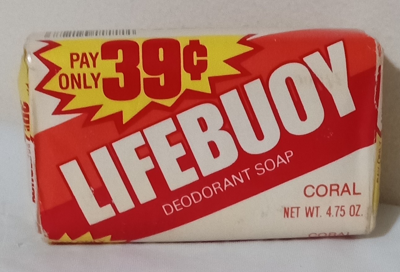 LIFEBUOY Bar Deodorant Soap CORAL 4.75 oz Unused Vintage Lever Bros. Bath Size