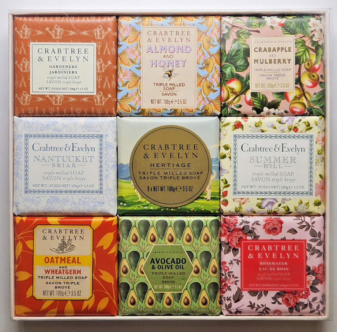 Crabtree & Evelyn Triple Milled Soap Gift Set 9 x 100g/3.5oz New Nantucket Briar