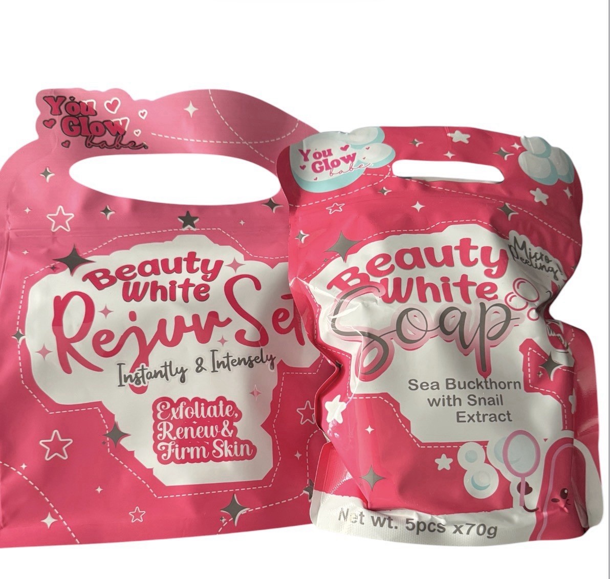 Beauty White Soap by You Glow Babe, (5 Bars/pack) & Rejuve set -BUNDLE