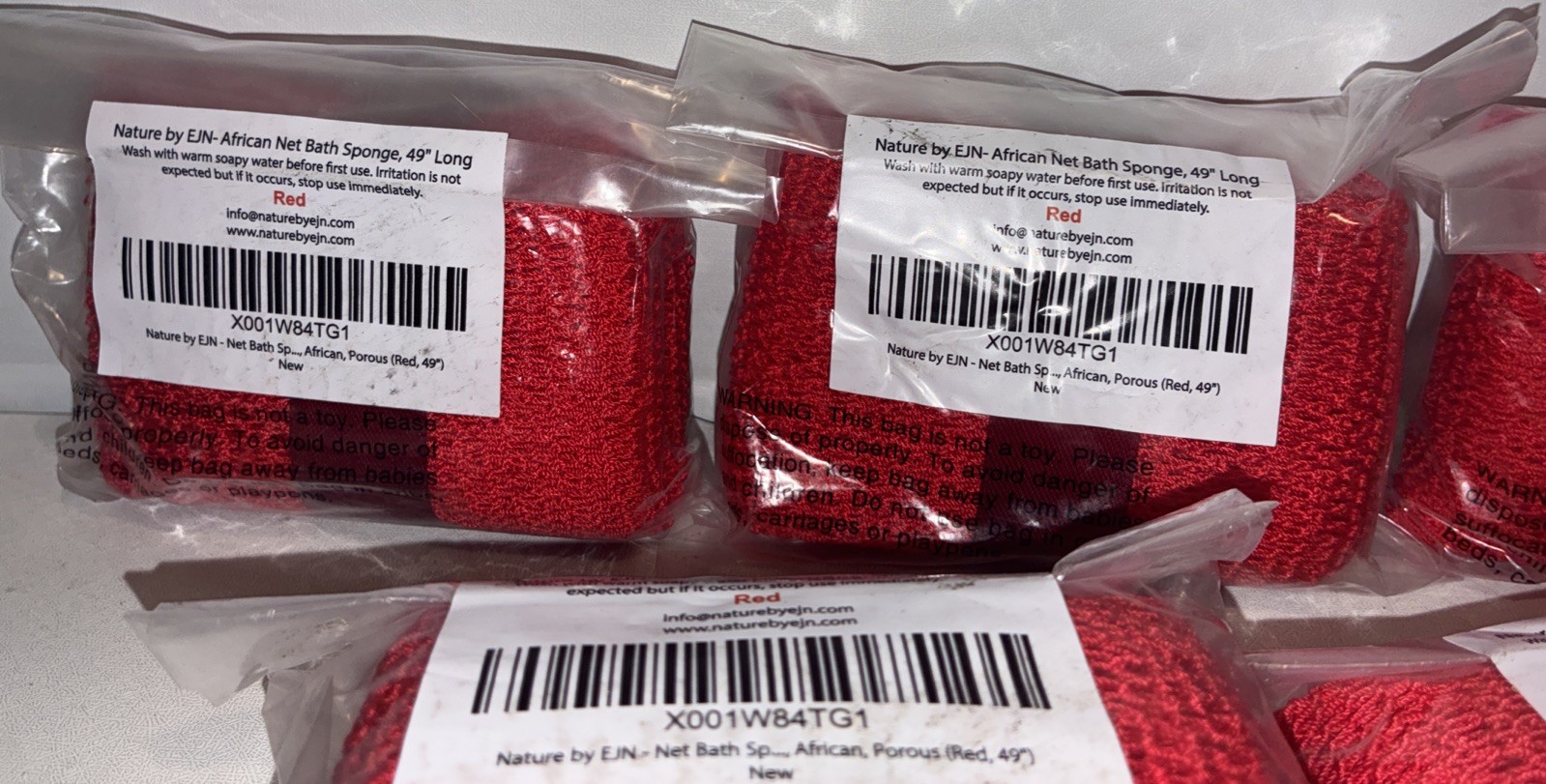 Lot If 5-African Net Body Sponge To Remove Dead Skin And Exfoliate Bath ( Red )