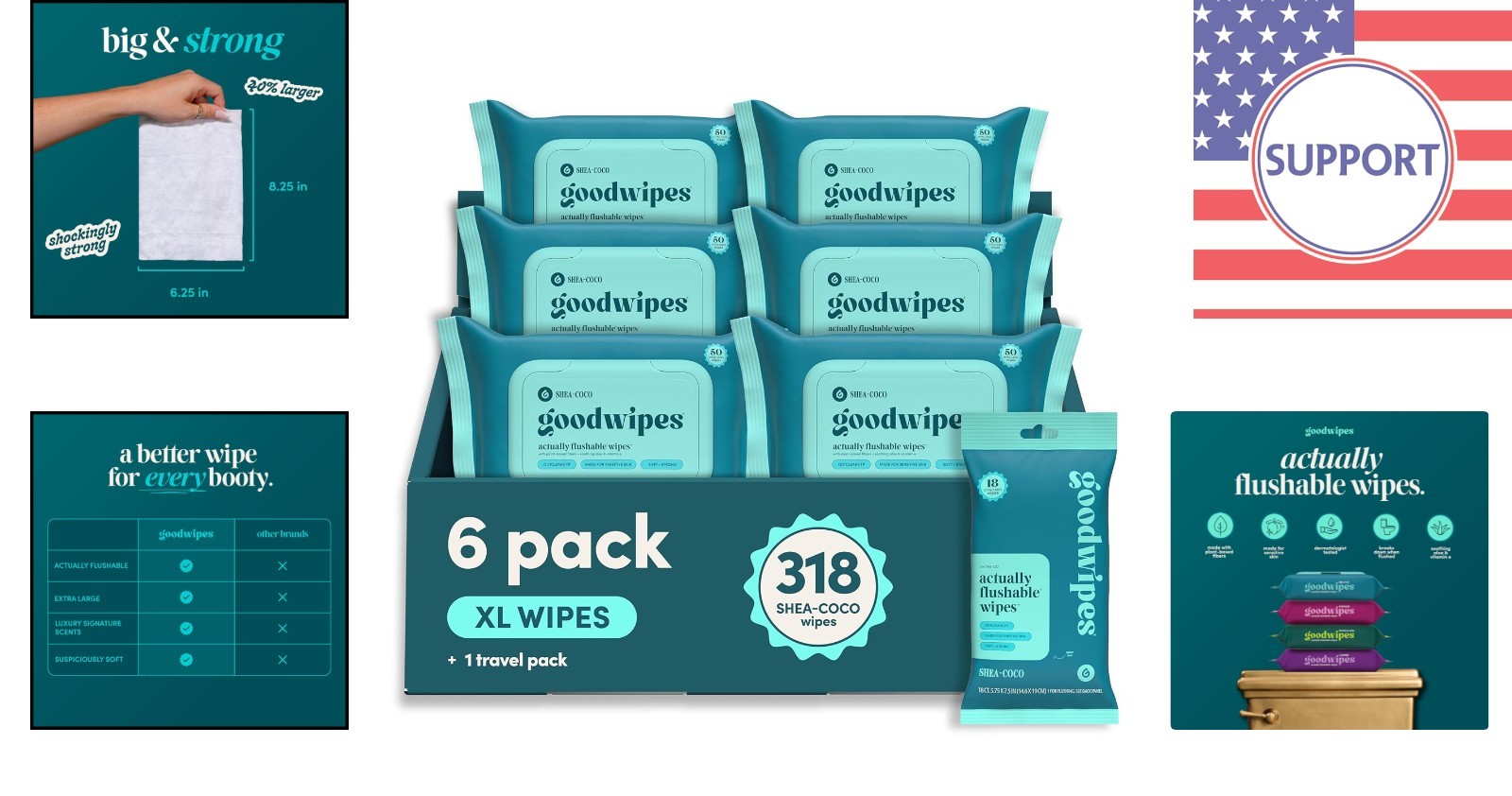 Travel-Friendly Septic Safe Wipes – Shea-Coco Extra Large Adult Cleansing Wipes