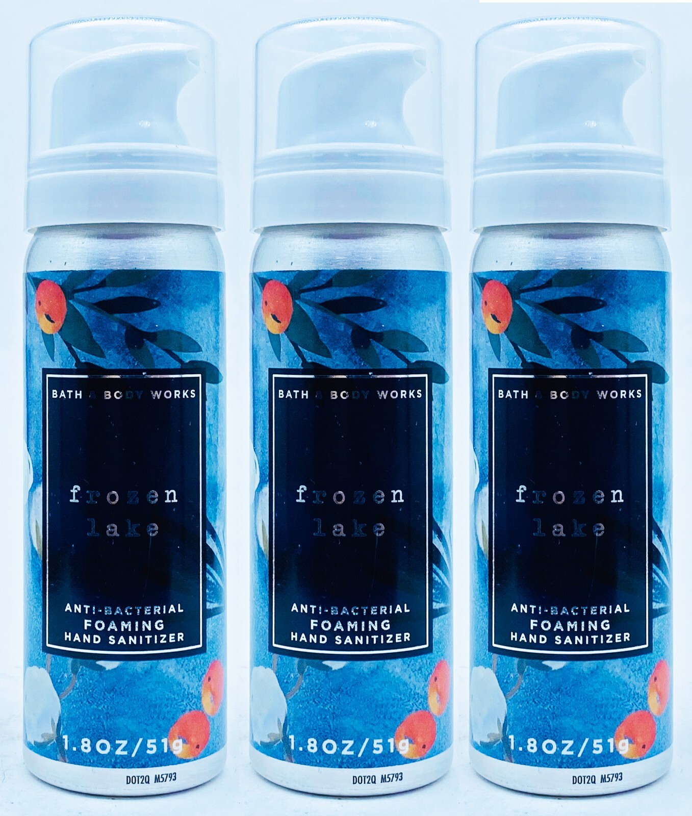 3 Bath Body Works FROZEN LAKE Antibac Foaming Mousse Hand Sanitizer 1.8 oz
