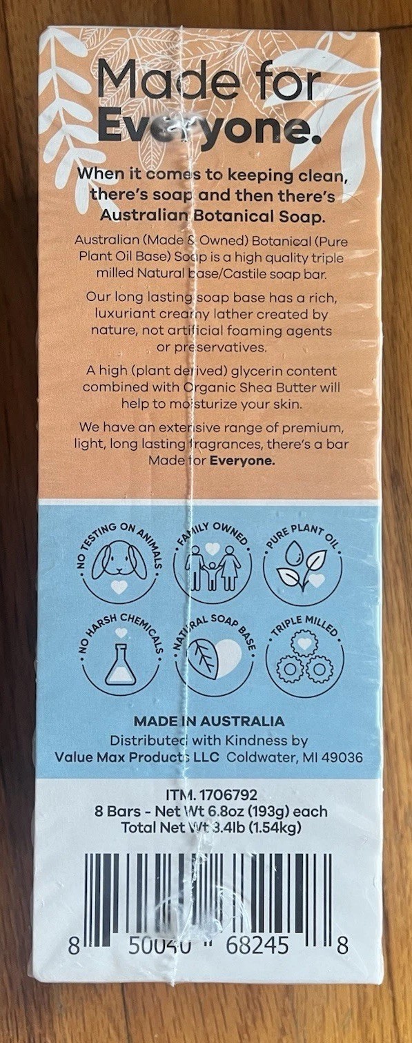 Australian Botanical Soap 8 Bars Valencia Orange/Sea Salt – New, body, skincare
