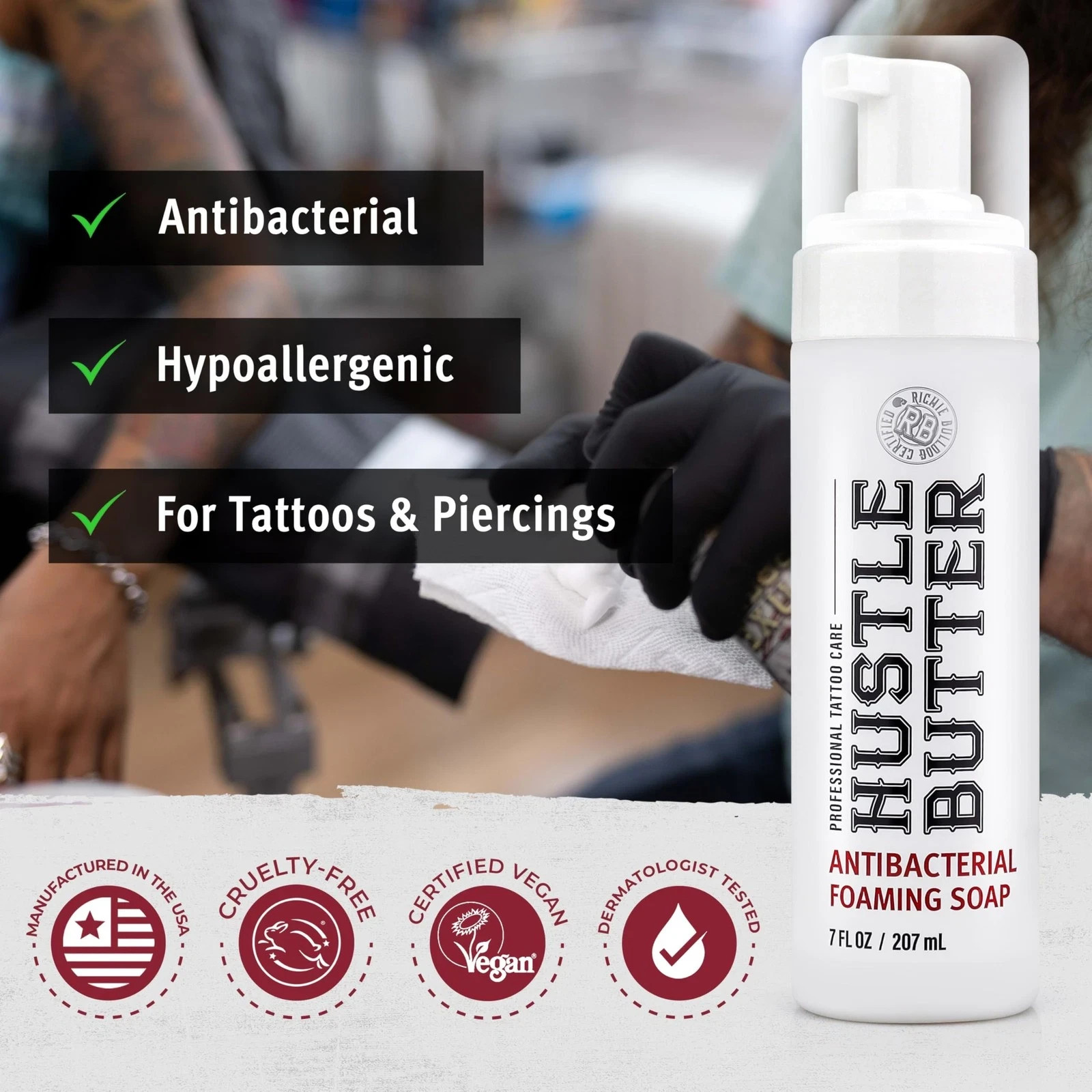 Hustle Bubbles Tattoo Aftercare Tattoo Soap Antibacterial Soap To Clean New T…