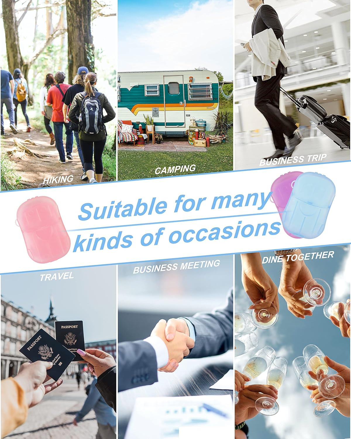 Paper Hand Soap Sheets for Traveling, 20 Pack Mini Portable Hand