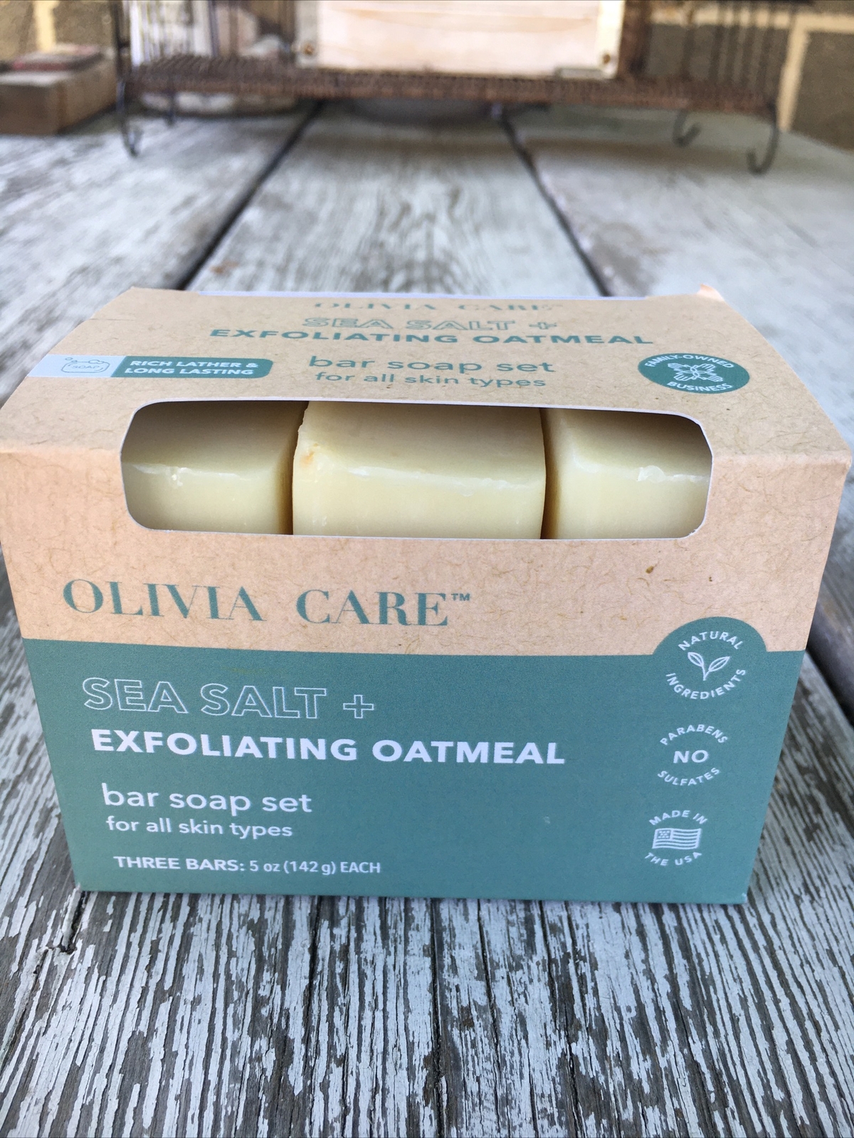 Olivia Care – Sea Salt + Exfoliating Oatmeal Bar Soap 3-5 Oz Bars