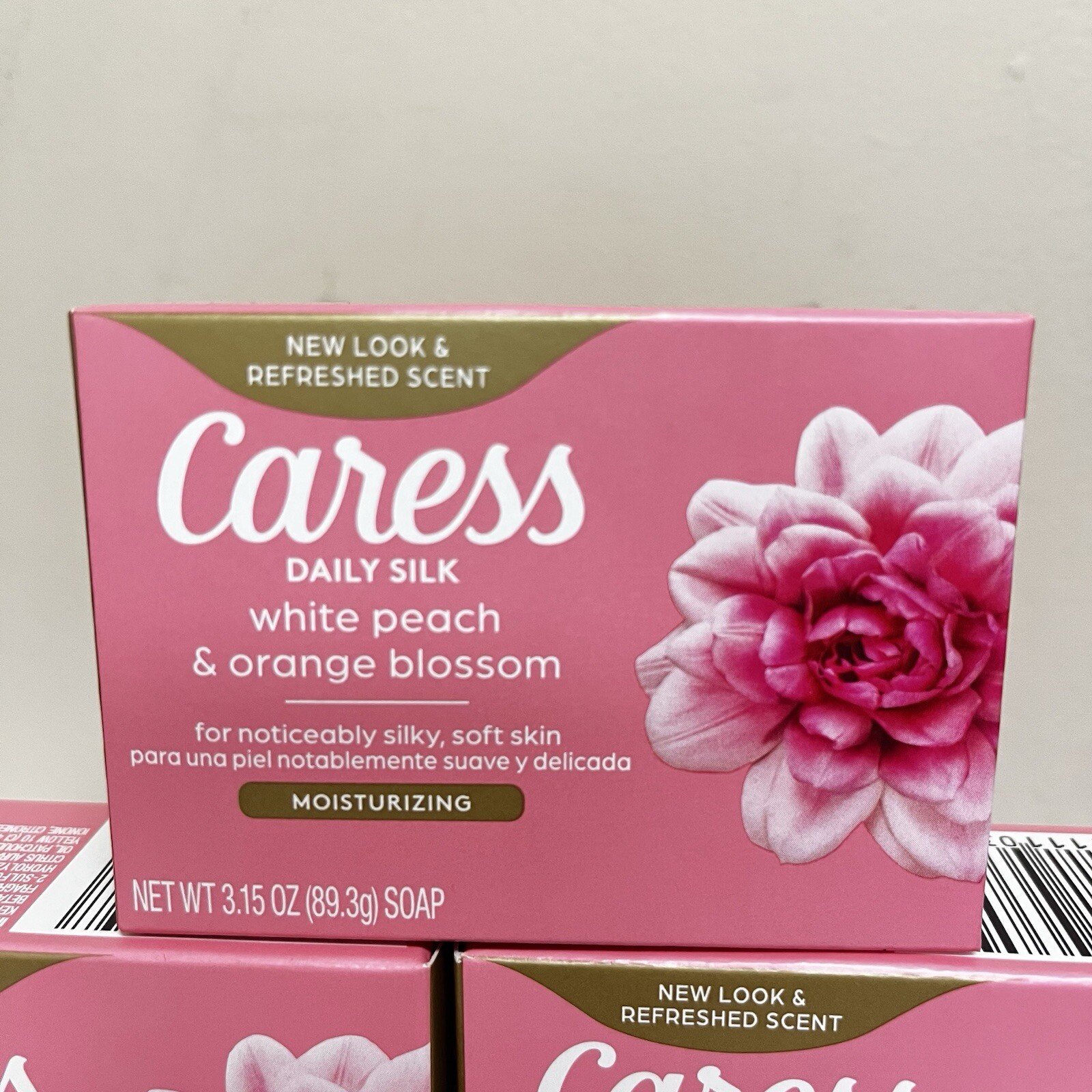 Caress Daily Silk Beauty Bar Soap White Peach & Orange Blossom Lot 3 Bars Total