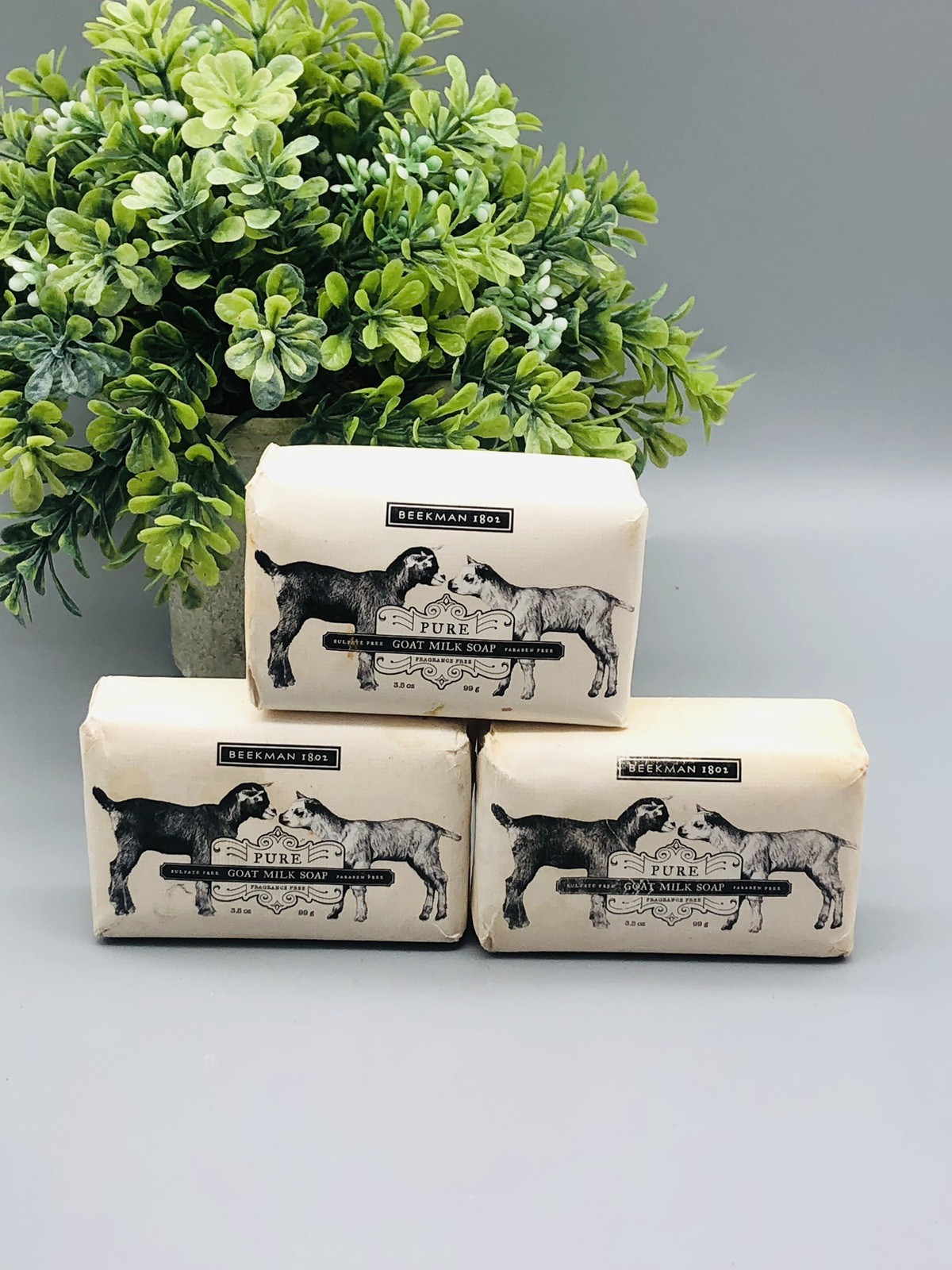 3x Beekman 1802 Goat Milk Soap Pure Fragrance Free 3.5 oz DAMAGE PACKAGING