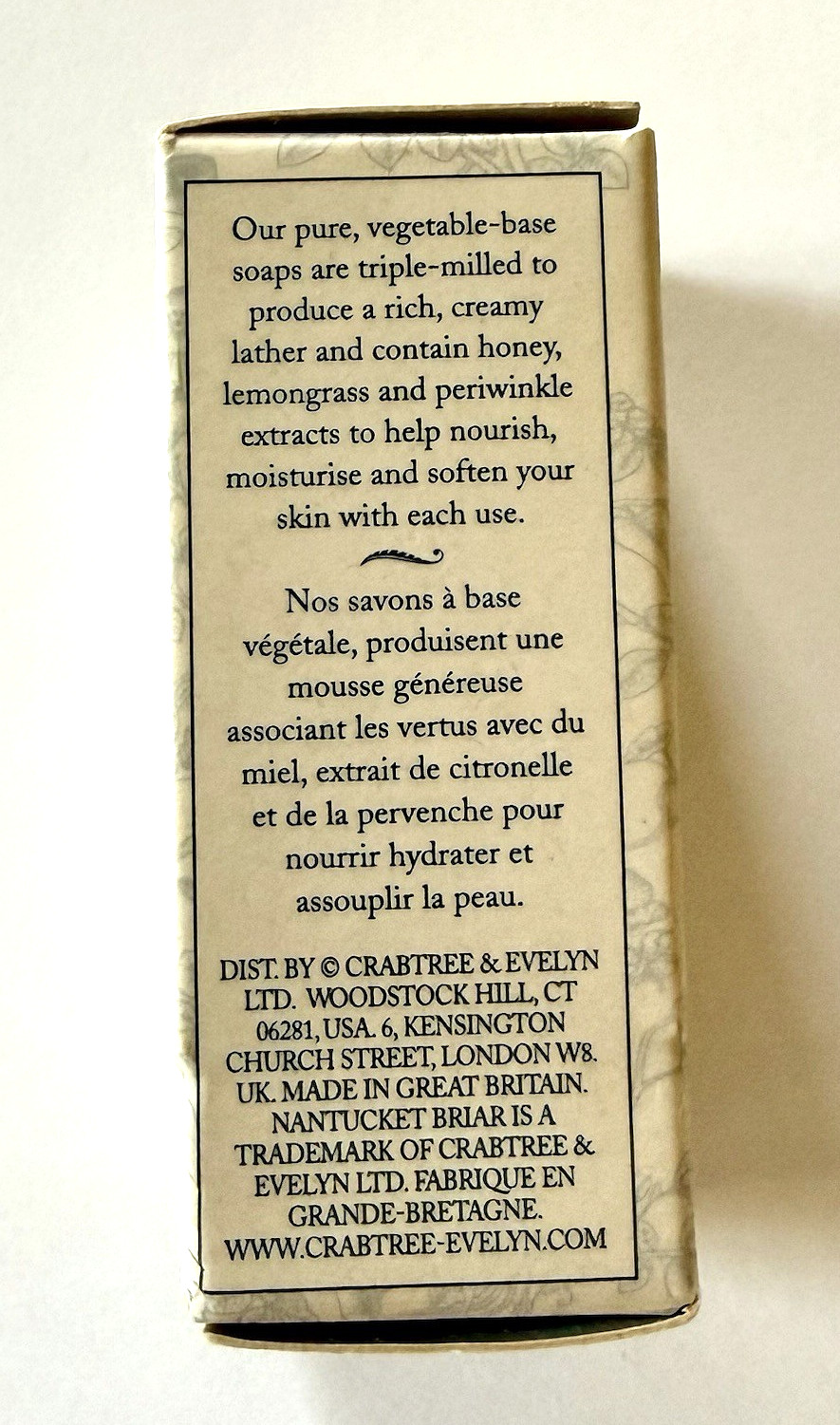 NIB Crabtree & Evelyn Nantucket Briar Scented Bath Soap Lemon/ Honey 1.4 oz Bar
