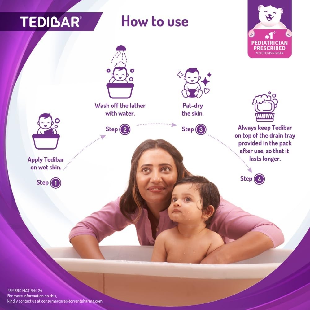 Tedibar Bathing Bar for Babies’ Sensitive Skin Pack of 2 – 75 gm