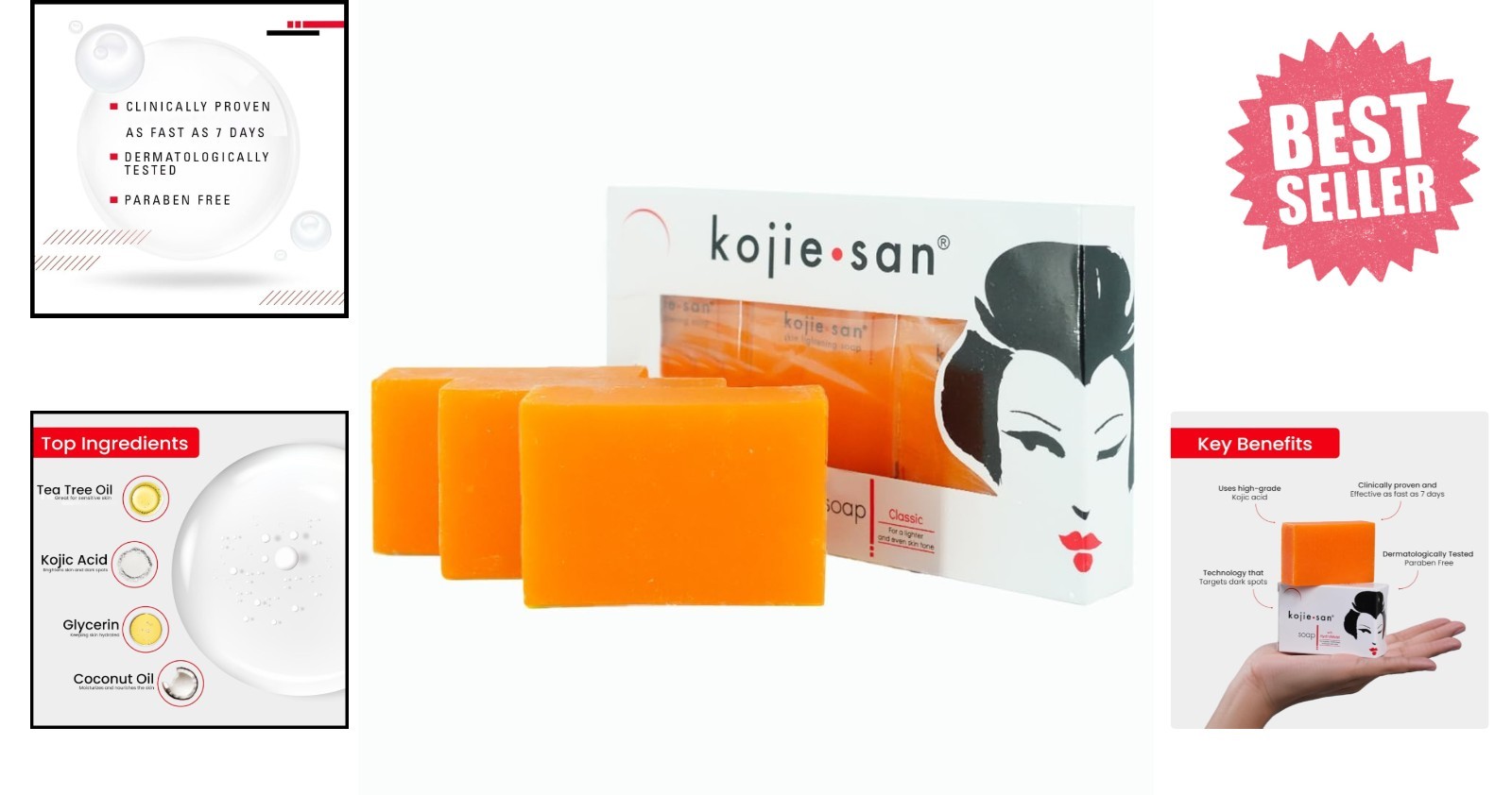 Refreshing Citrus Orange Kojic Acid Soap Bar Set – 3 x 65g for Blemish-Free Skin