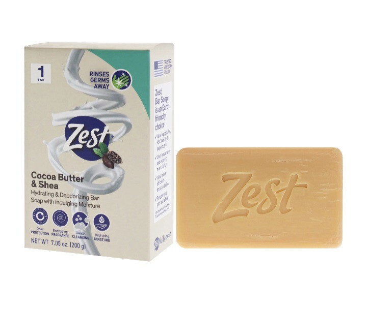 🆕️ ZEST (7.05 Oz.) BAR ●COCOA BUTTER & SHEA● Hydrating & Deodorizing Soap🫧.