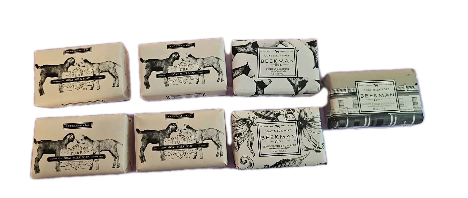 Beekman 1802 GOAT Milk Soap Lot 7 3.5 Bars Unscented Honey & Oats Vanilla Absolu