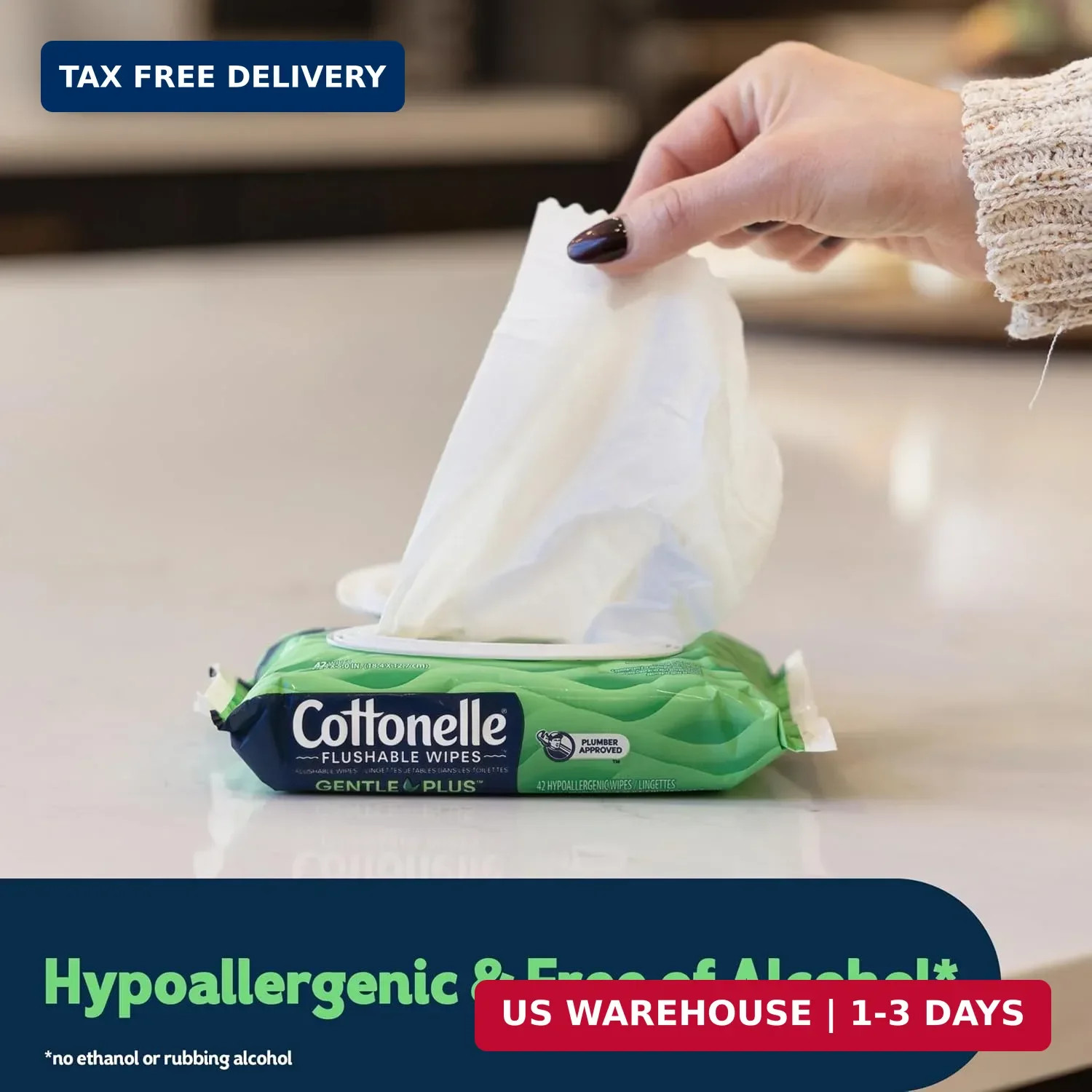 Cottonelle GentlePlus Flushable Wet Wipes with Aloe & Vitamin E, 4 Flip-Top Pack
