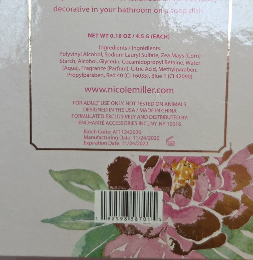 Nicole Miller Pink Rose Scented Soap Petals in Box – 18 Piece