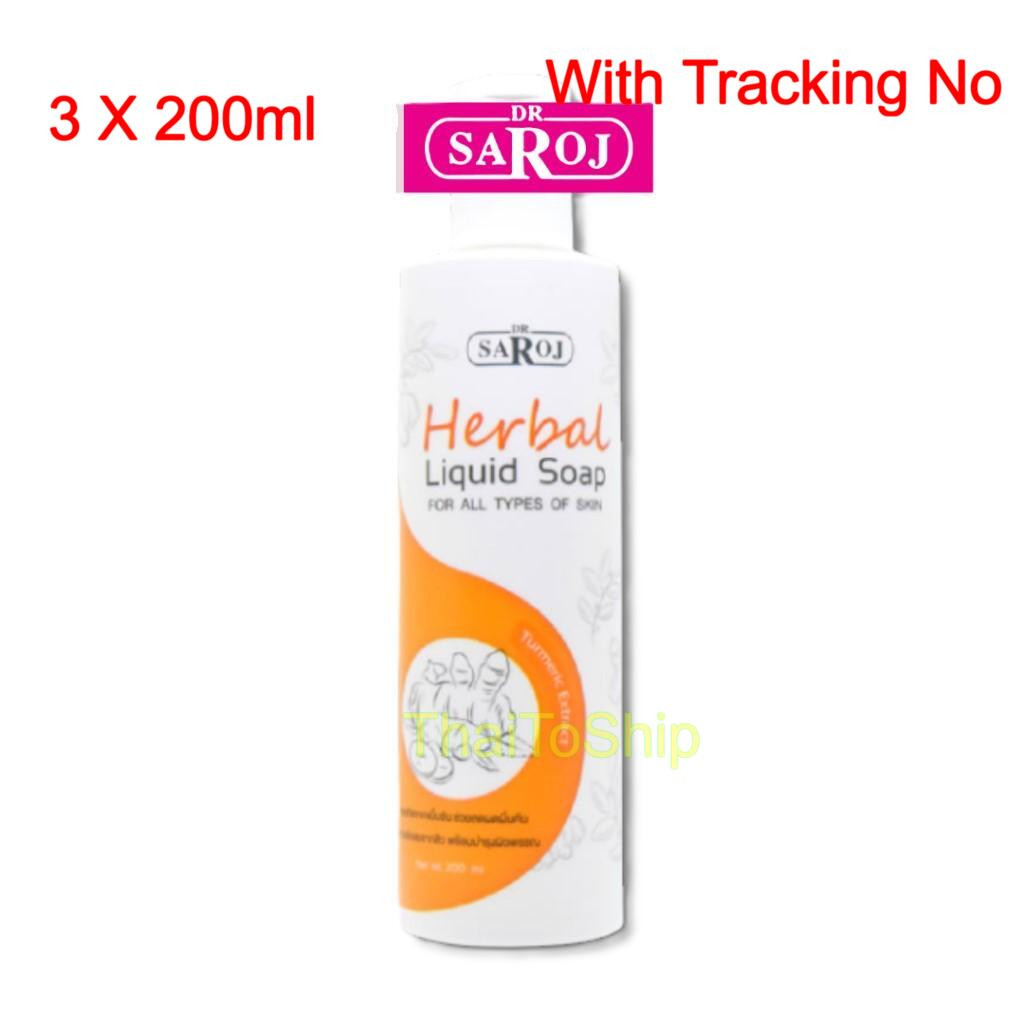 3 X 200ml Dr. Saroj Herbal Liquid Soap All Skin Types Itchy rashe or Back acne