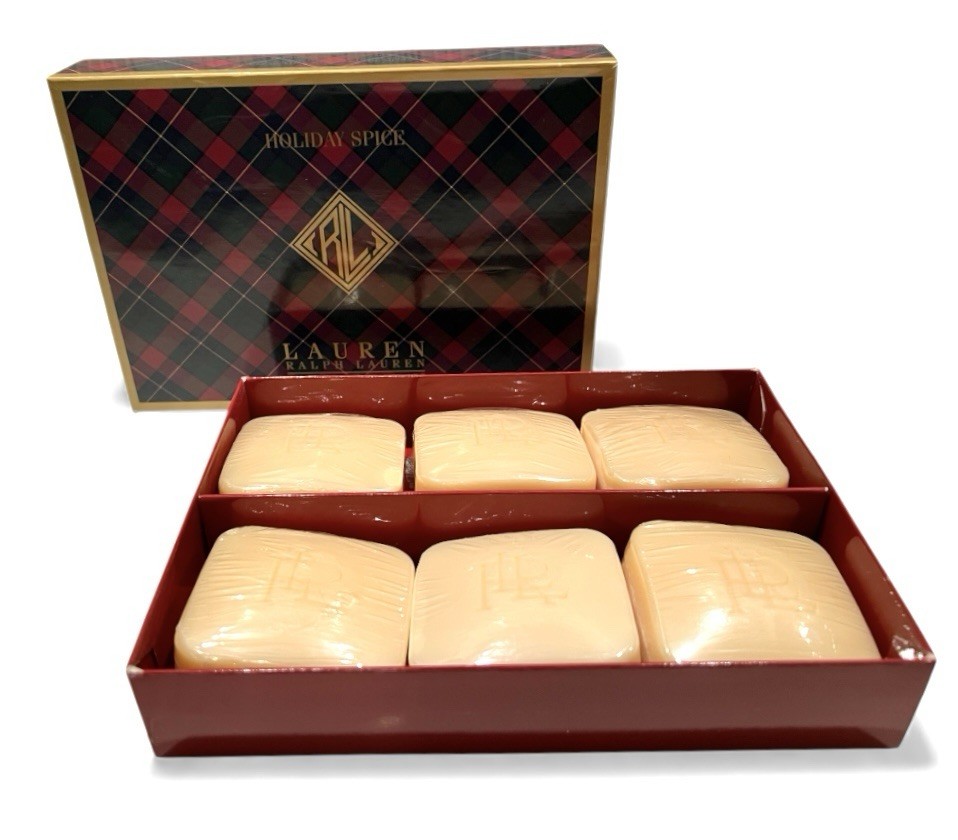 Vintage Ralph Lauren Christmas Set 6 2.9oz ea Holiday Spice Scented Luxury Soaps
