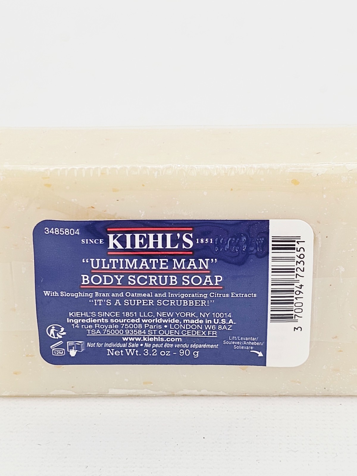 Kiehls Ultimate Man Body Scrub Soap 3.2 oz Lot of 4 Bran Oatmeal Citrus