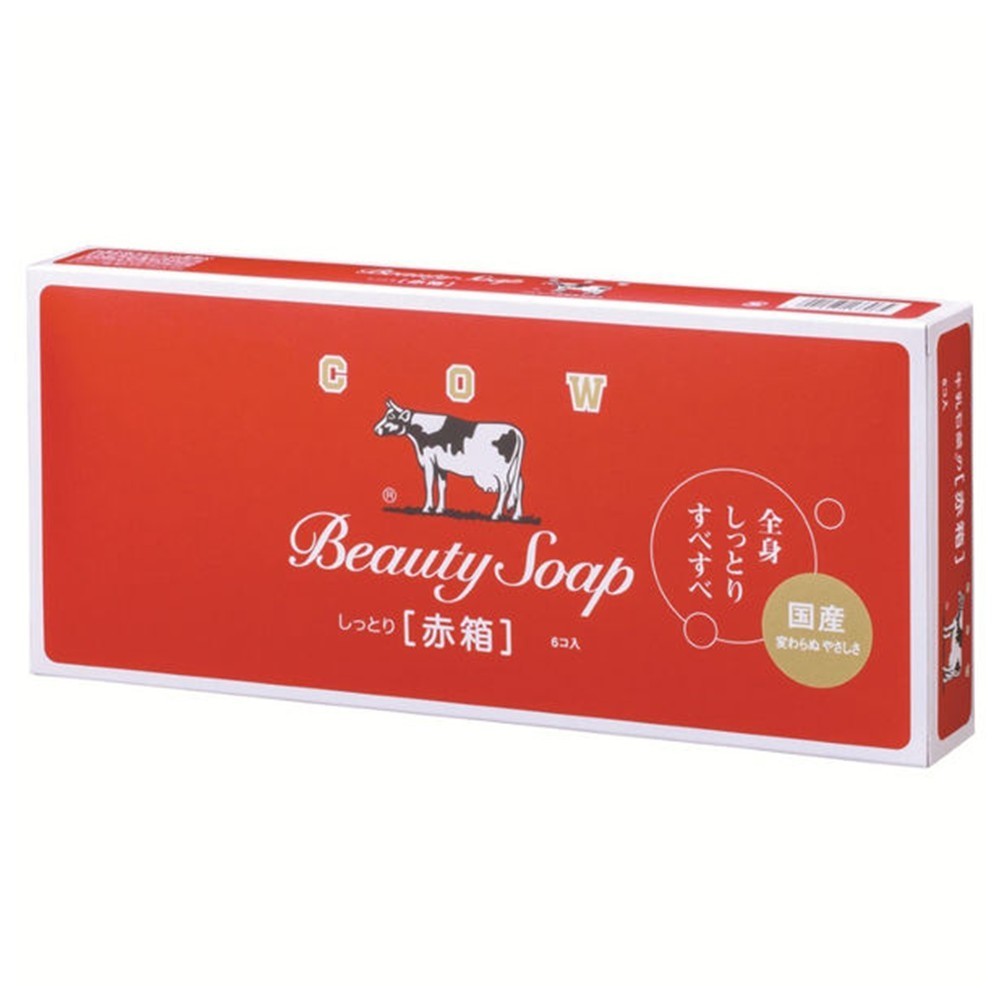 Cow Brand, Japanese Bar Soap, Red Box, 90g x 6pcs (Pack of 1)
