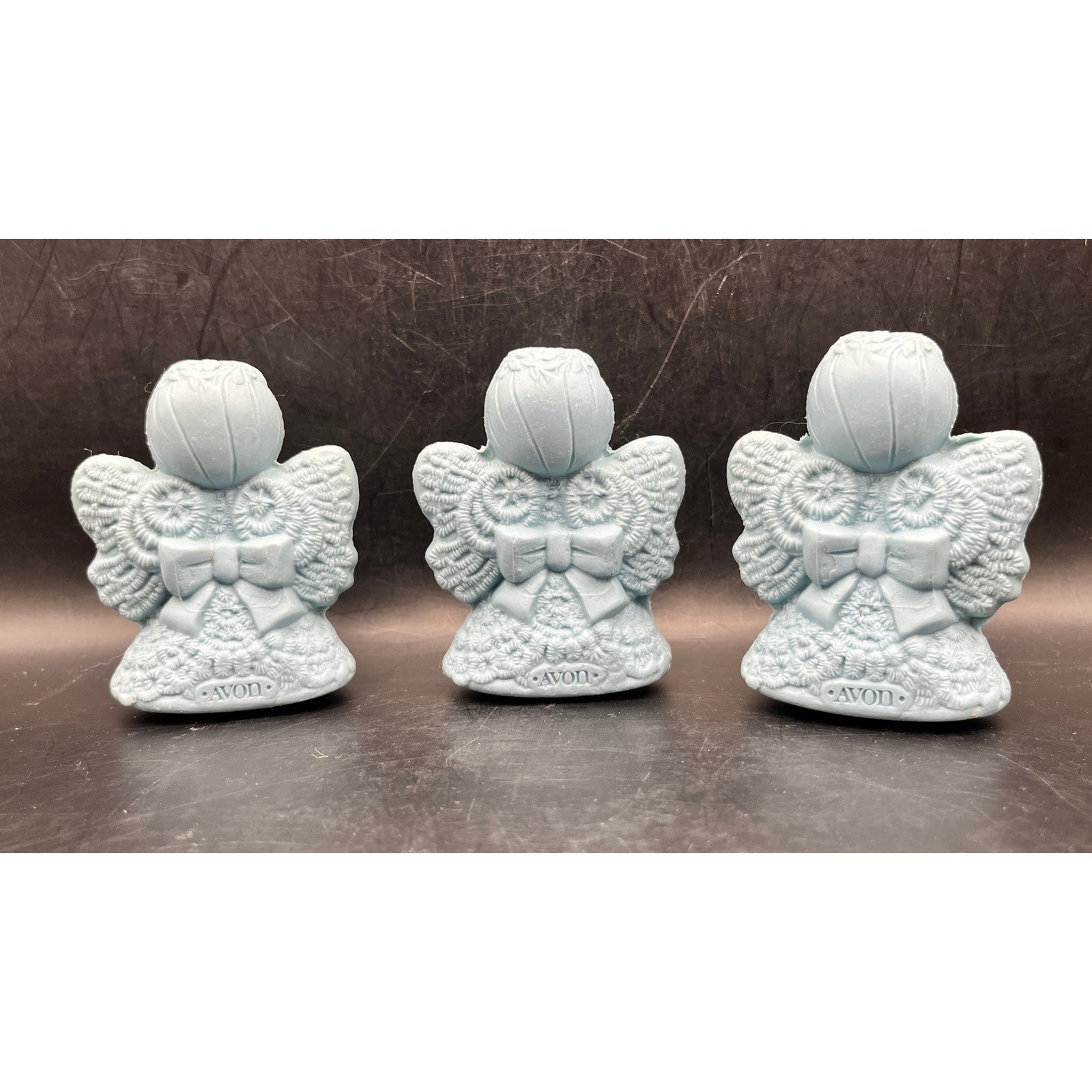 Vtg Avon Angel Lace 3 Hostess Fragranced Soaps Light Blue New in Box Collector