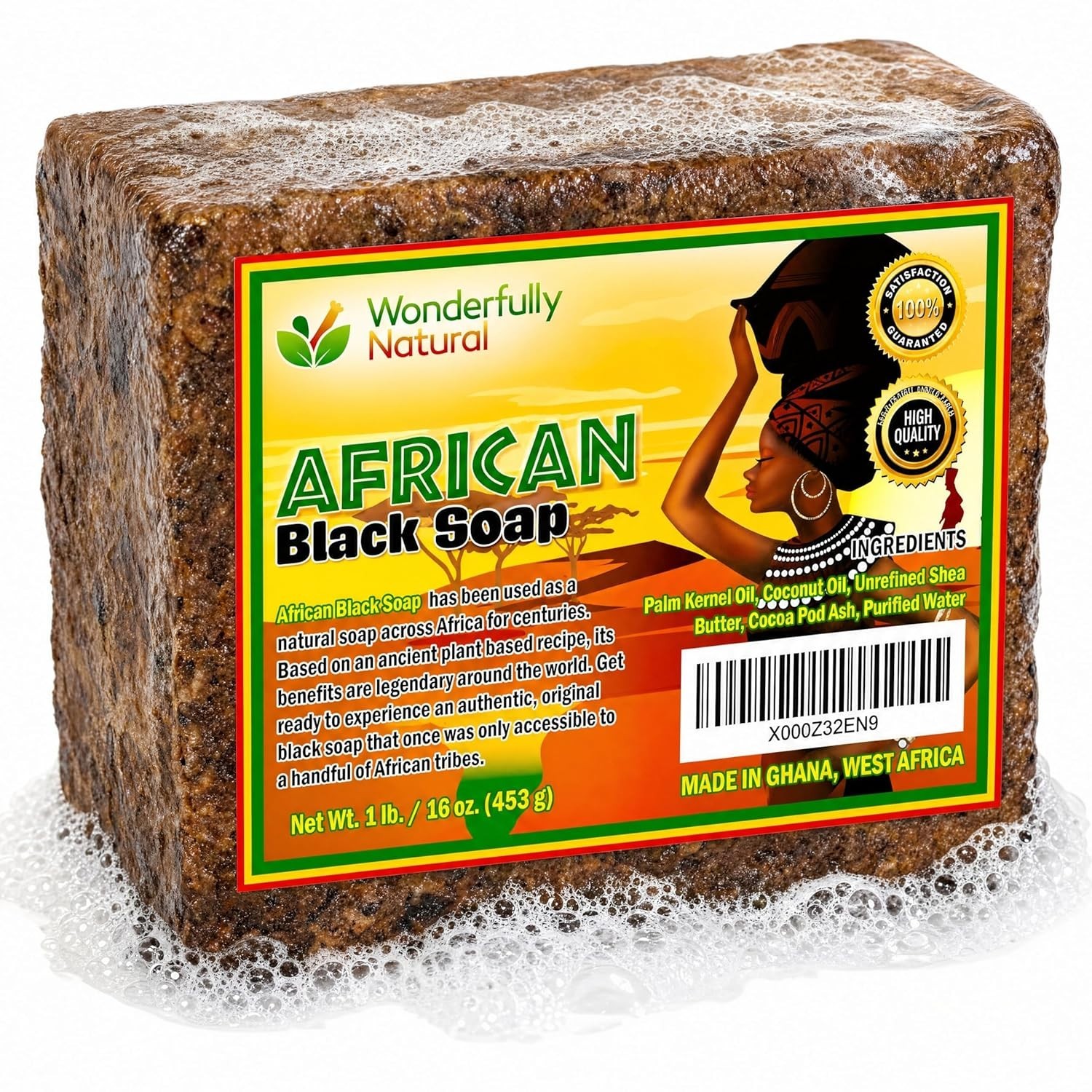 Powerful Plant-Based 1lb African Black Soap for Acne Control & Dark Spot Removal