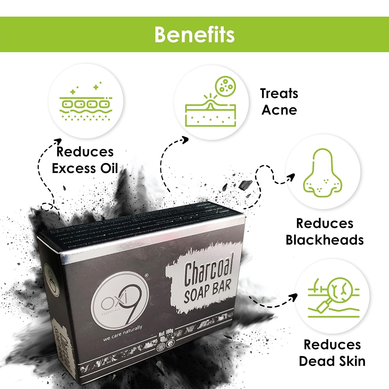 3 ACTIVATED CHARCOAL Soap Bar – Reduce Oil, Blackheads, Dead Skin, Treats Acne